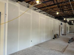 Boarded and taped North wall of high school fitness room the week of August 29-September 2, 2022.