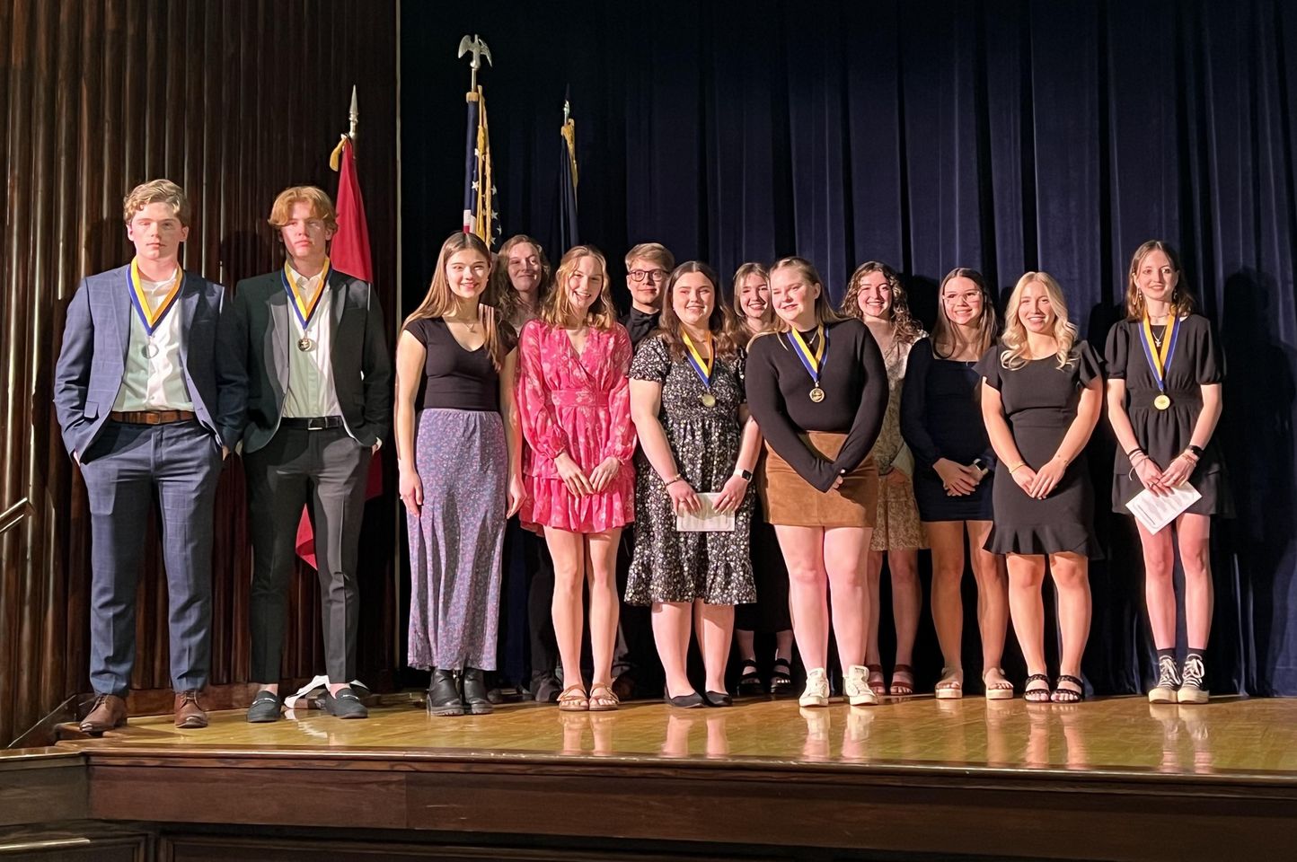 National Honor Society members from Gowanda High School are pictured during a recent induction ceremony in the auditorium. Pictured, left to right: Senior Cole Herman, senior John Ondus, junior Madilyn Pawlak, junior Autumn Pupo, senior Malarie Carroll, senior Madison Luder, junior Ella Luther, senior Kailyn Farner (back row), junior Christina Wilder, junior Aiden Ackley, junior Alivia Capozzi, junior Hailey Christopher, and junior Alaina Kaczmarczyk. 