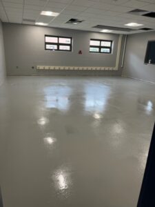 GMS tech room shiny epoxy flooring installation