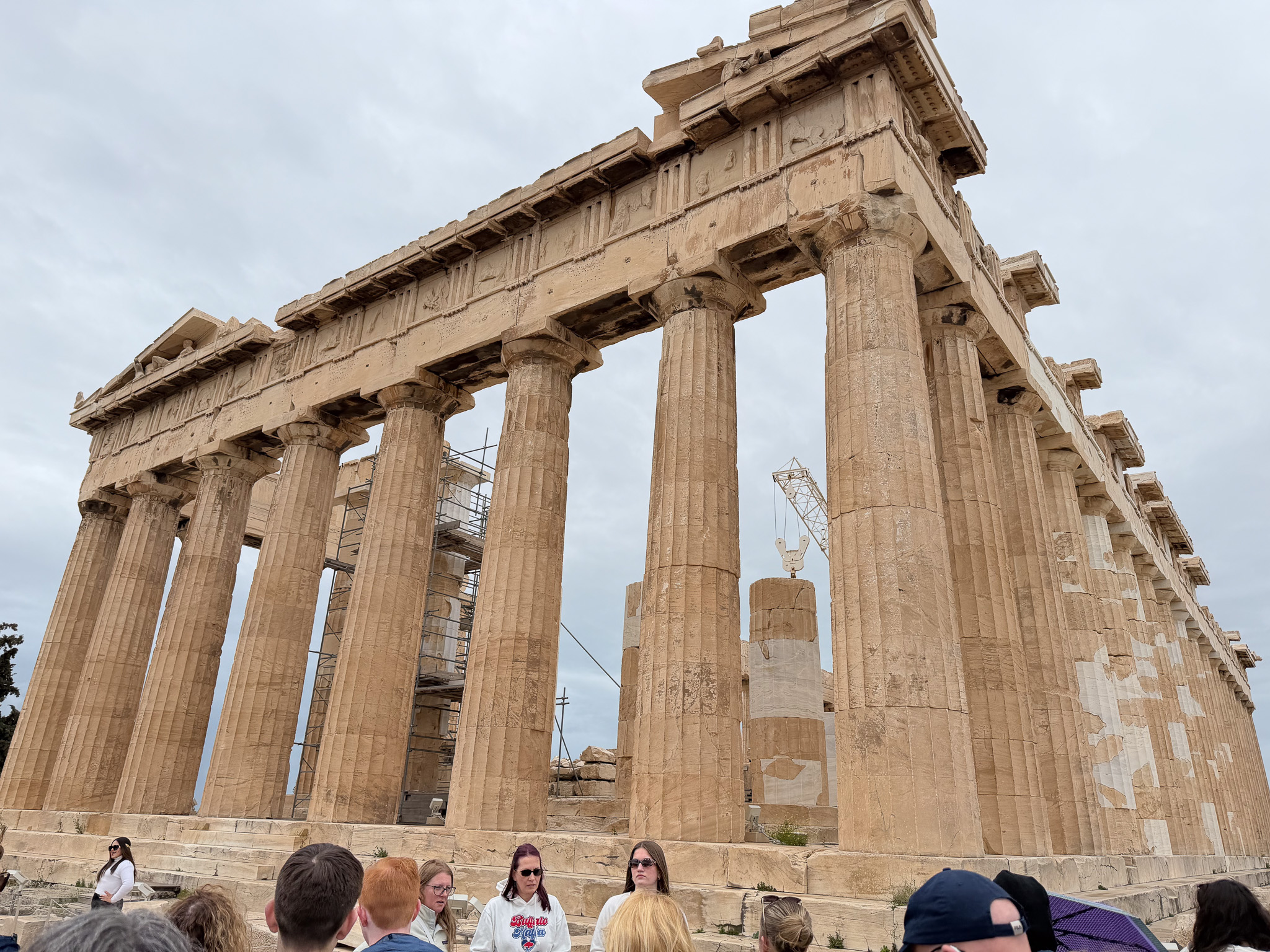 Gowanda group walking through the Temple of Zeus.