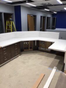 Finished millwork & solid surface tops during winter break Dec. 23-30, 2021.