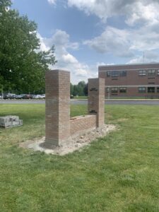 Exterior brick signage for digital sign out front of Gowanda Middle School