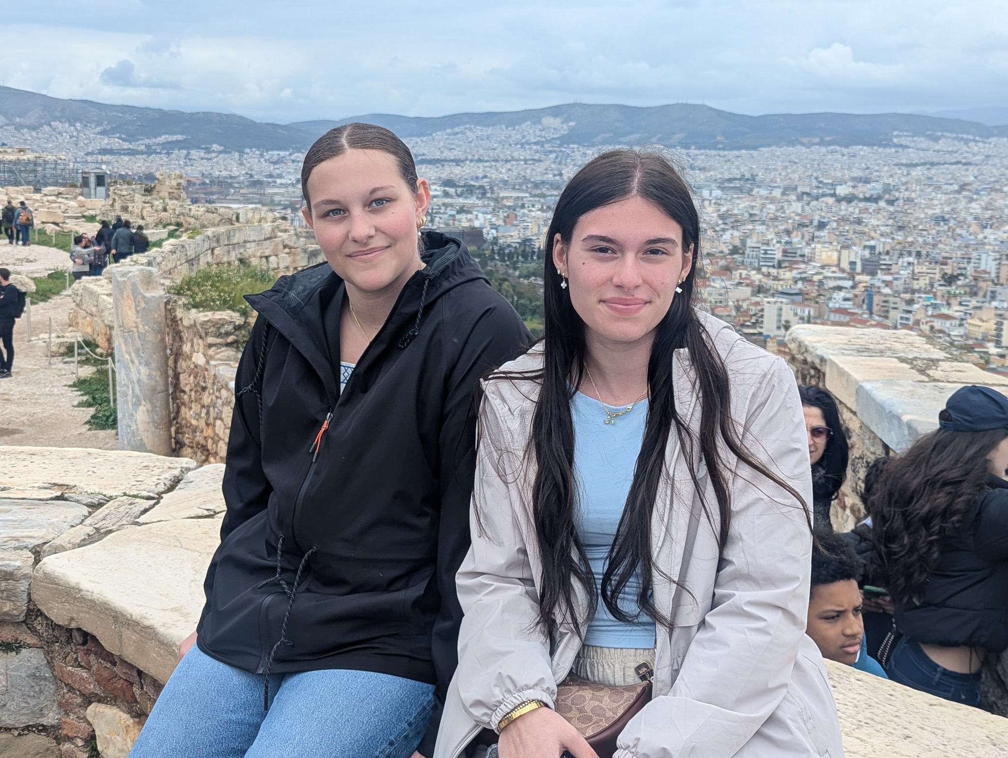 Panthers hiking on the top of the Acropolis.