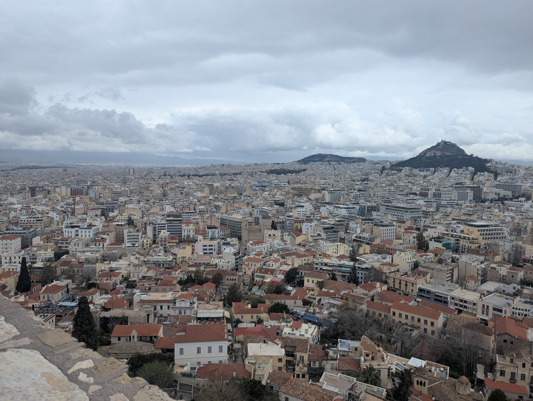 Overlooking the city toward Lycabettus Hill.