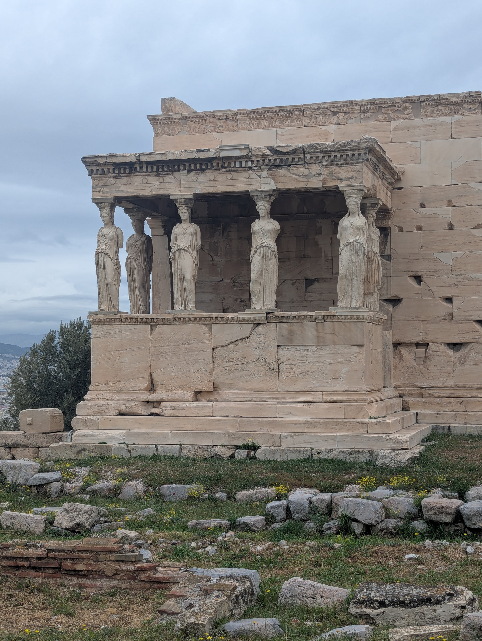 Candid of students walking on the Acropolis summit.