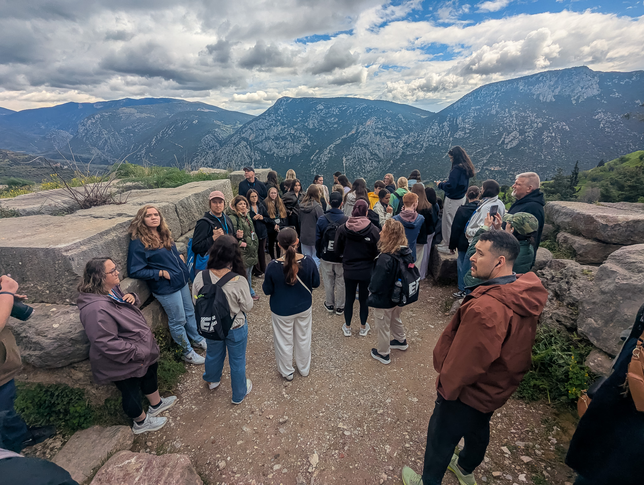 Group looking over the Corinthian Gulf.