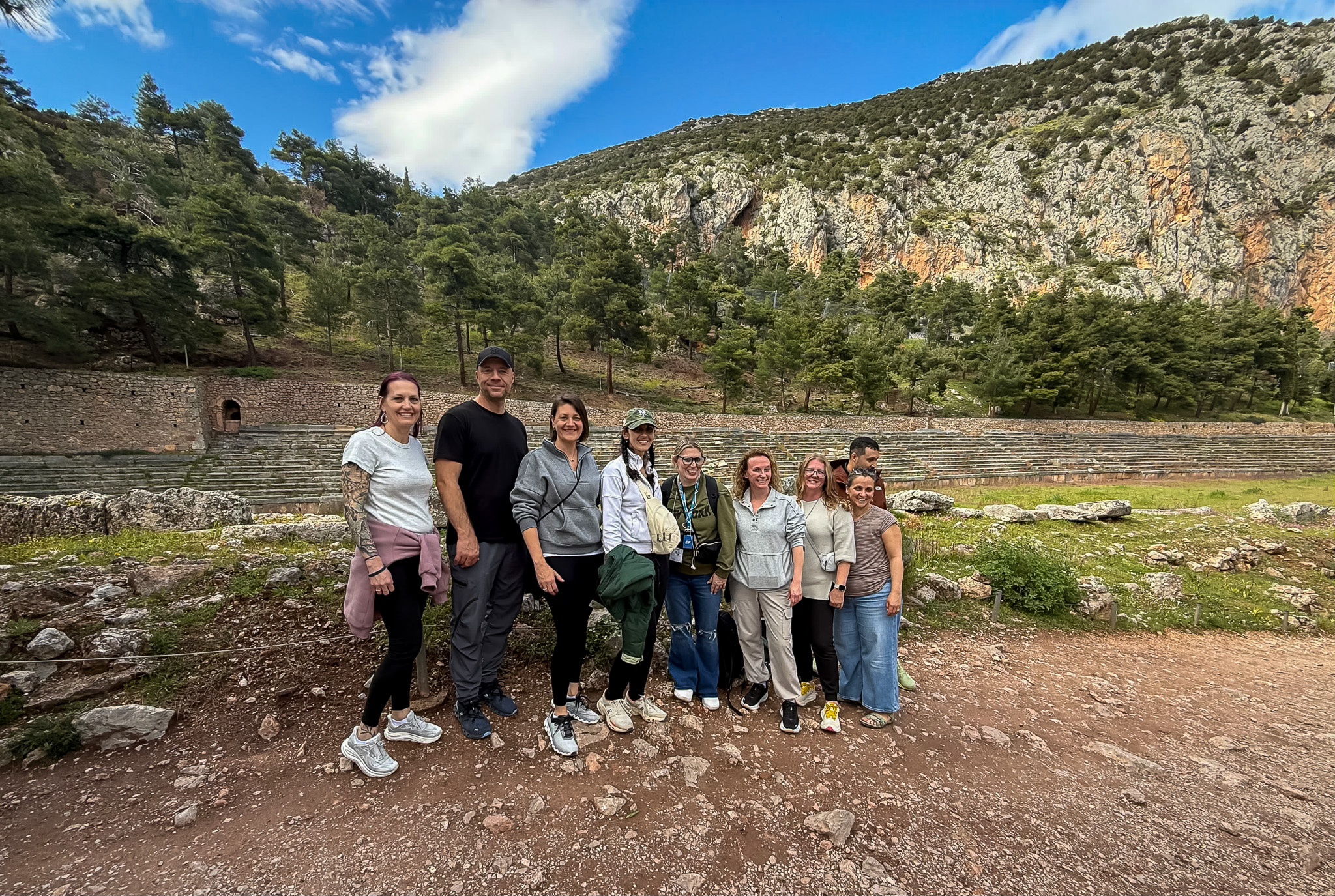 Students exploring the ruins.