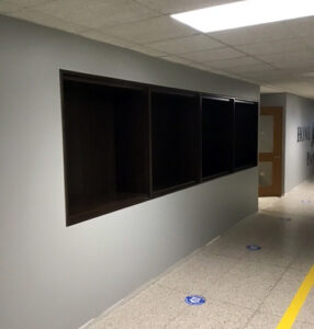 Installation of display cases the week of January 31 to February 4, 2022.