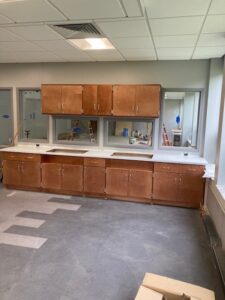 Casework and counter tops in art room