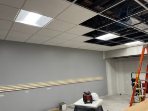 Dropped ceiling tile and started electrical raceway installation in Room H-130 during the week of February 7-11, 2022.