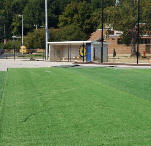 Softball field turf installation Sept. 23, 2020.